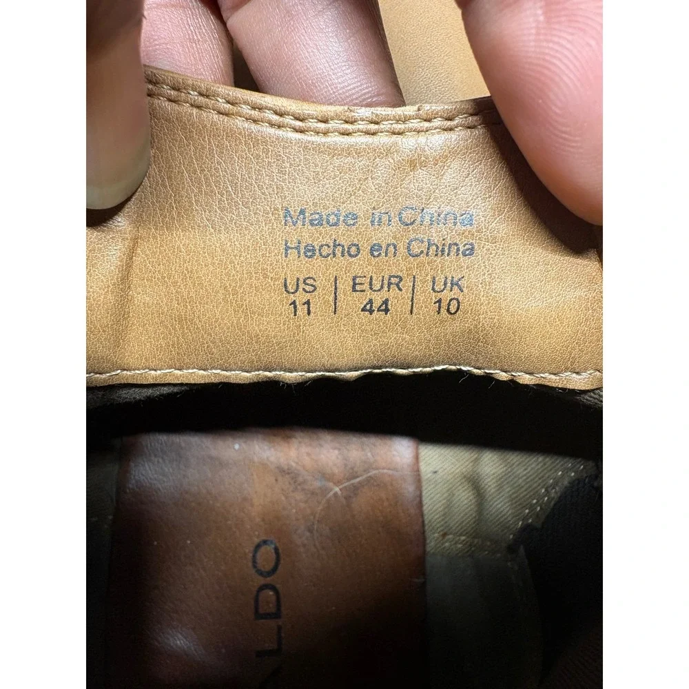 Aldo Mens Tan Leather Chelsea Boots Cognac Ankle‎ Booties Size 11 EUR 44